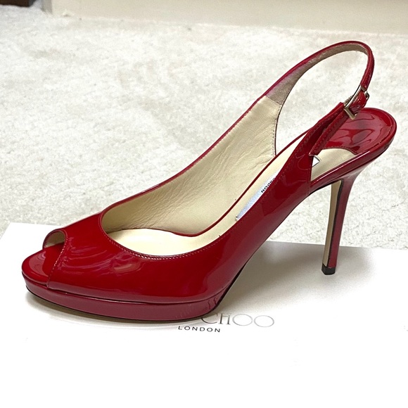 Jimmy Choo Shoes - Jimmy Choo NEW Nova peep-toe patent slingback 8.5